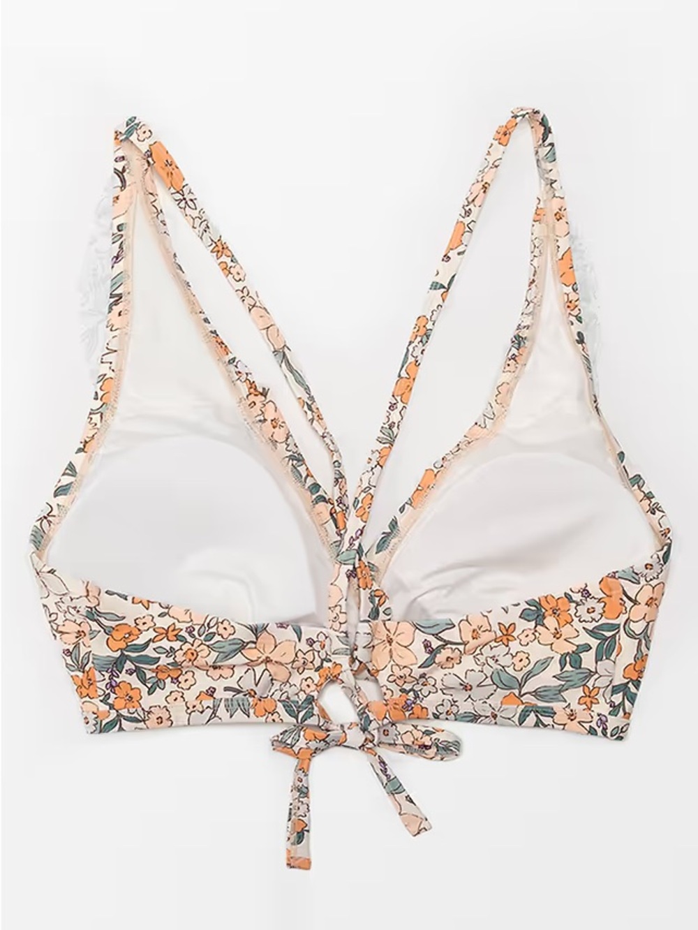 NWT Cupshe Floral High-Waist Bikini Set in Cream, Orange and Green - Picture 2 of 5
